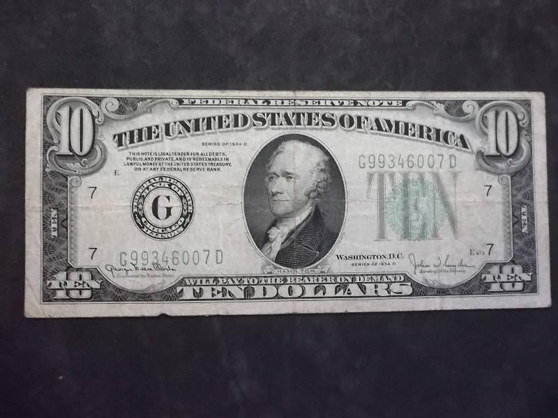 10 Dollar Federal Reserve Note Series 1934 D