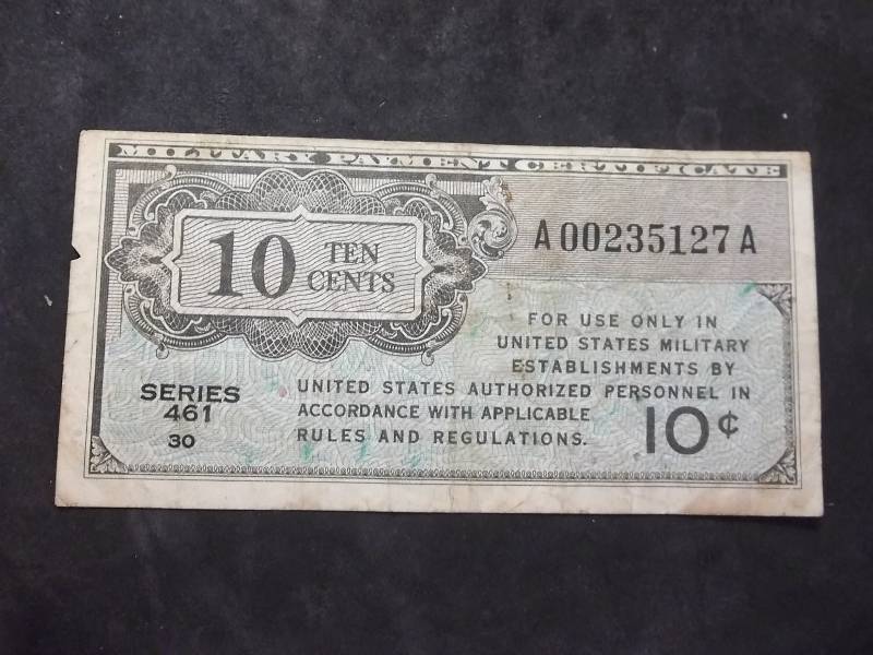 US Military Fractional Currency 10 Cents
