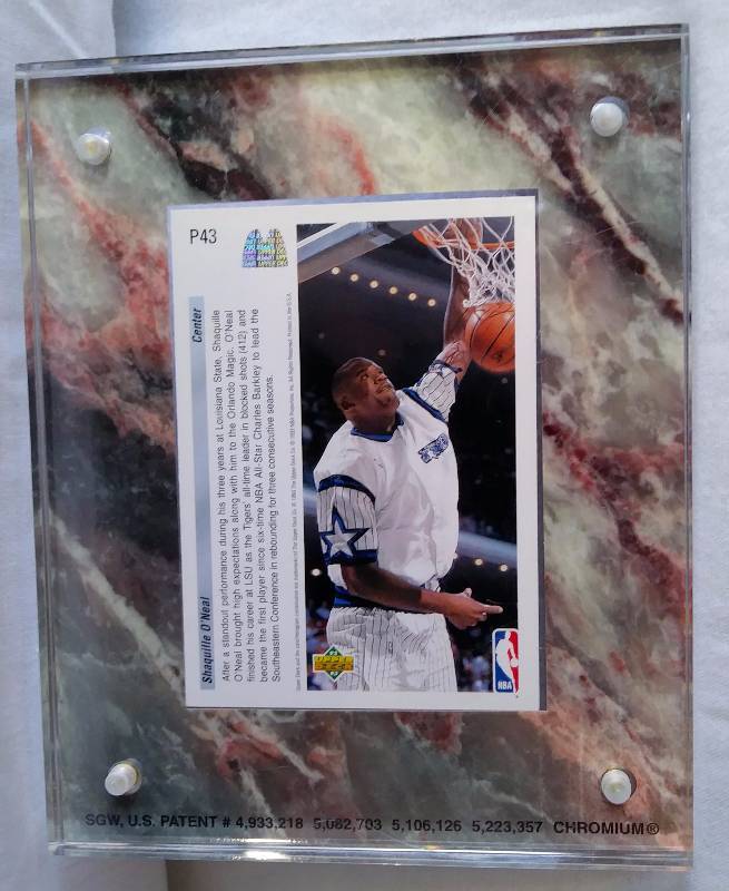 lot 5 image: (1 of 2 mounted trading cards) 1992-93 Upper Deck (Future Force) Shaquille ONeal Rookie Basketball Card #P43