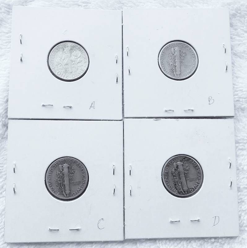 lot 36 image: Collection of 4 Silver Dimes  - 90% Silver