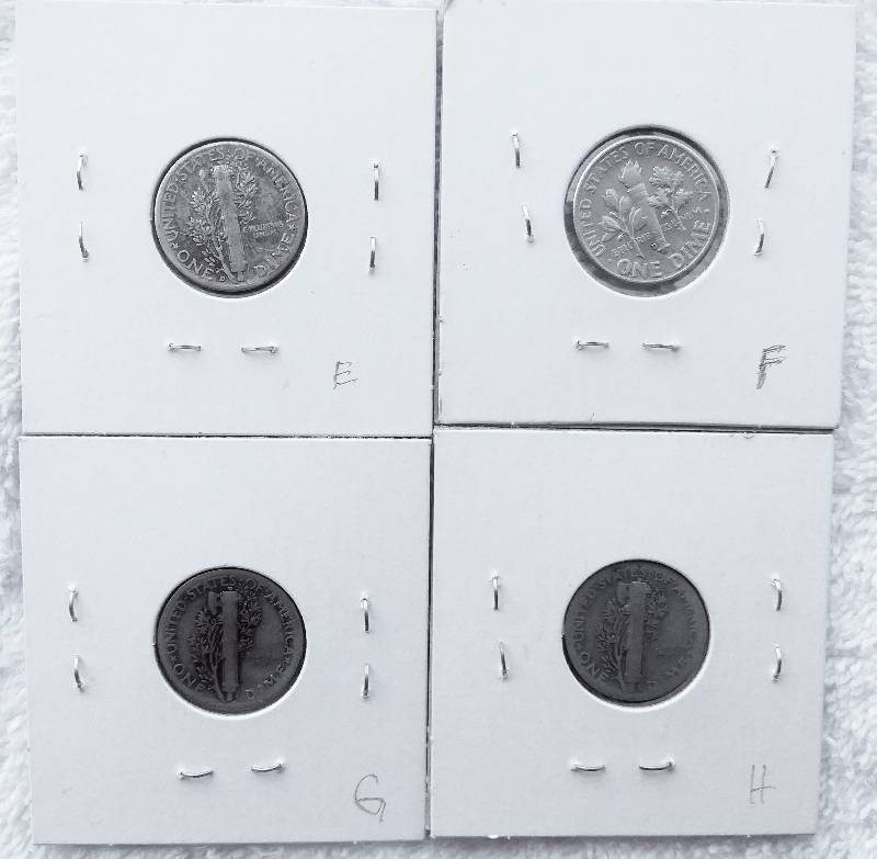 lot 37 image: Collection of 4 Silver Dimes  - 90% Silver
