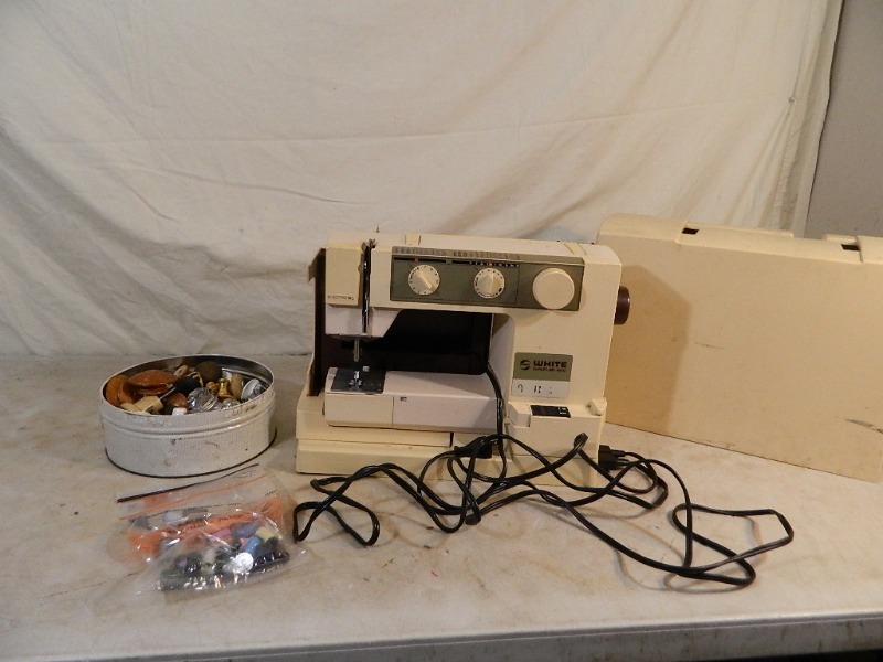 lot 149 image: White EuroFlair Sewing Machine and More