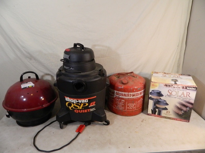 lot 72 image: Small Grill, Shop Vac, Gas Can, More