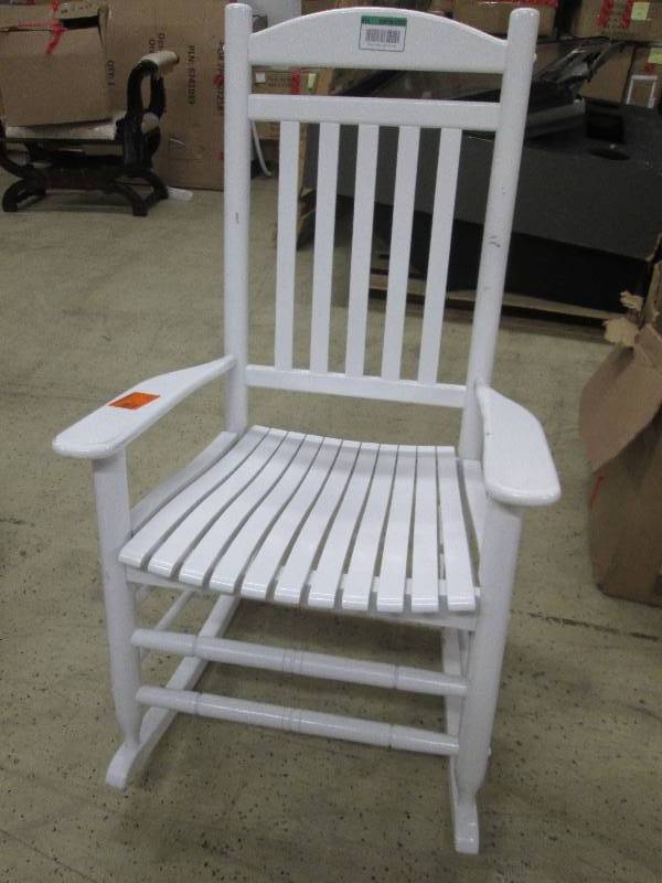 Glossy White Wood Outdoor Rocking C...