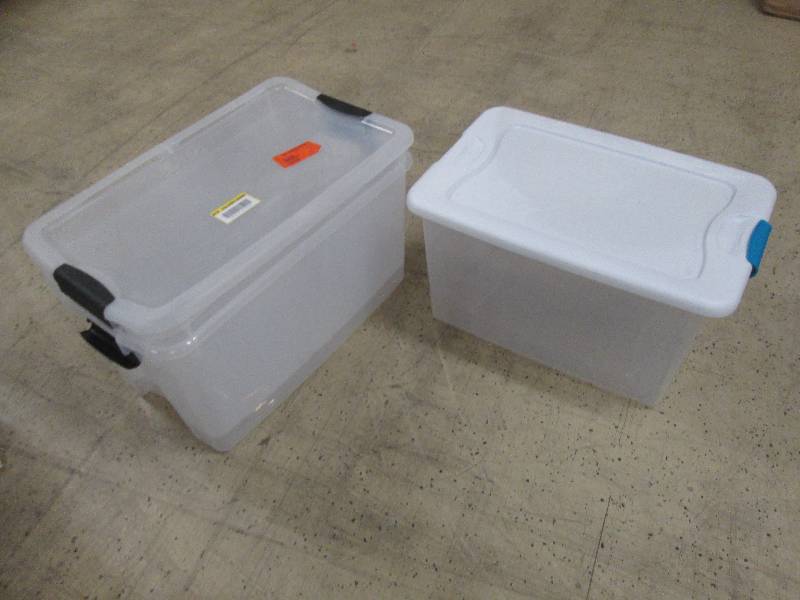 3 Sterilite Plastic Storage Totes, ...