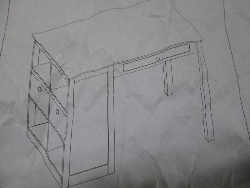 White Task Table with Side Shelving...