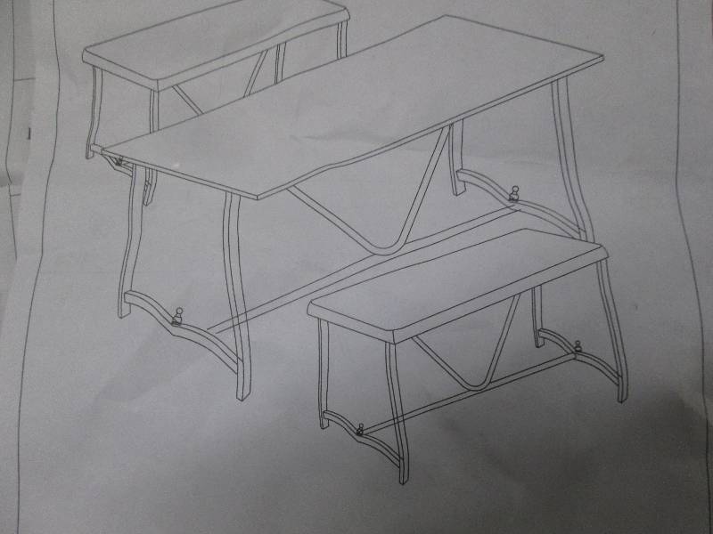 3 Piece Dining Set with Benches, op...