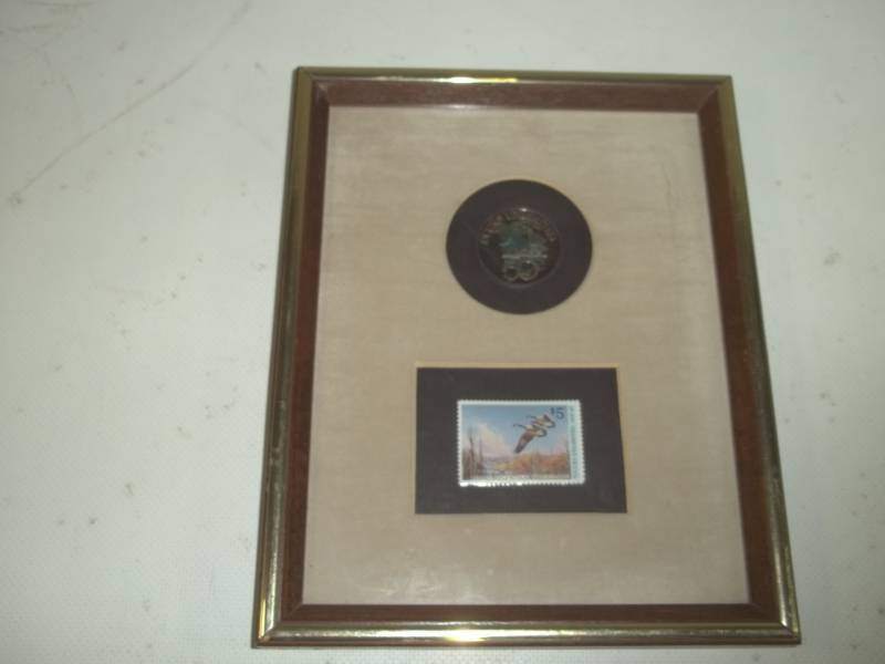 50 Year Ducks Unlimited Stamp in frame with the number 3037 on back
