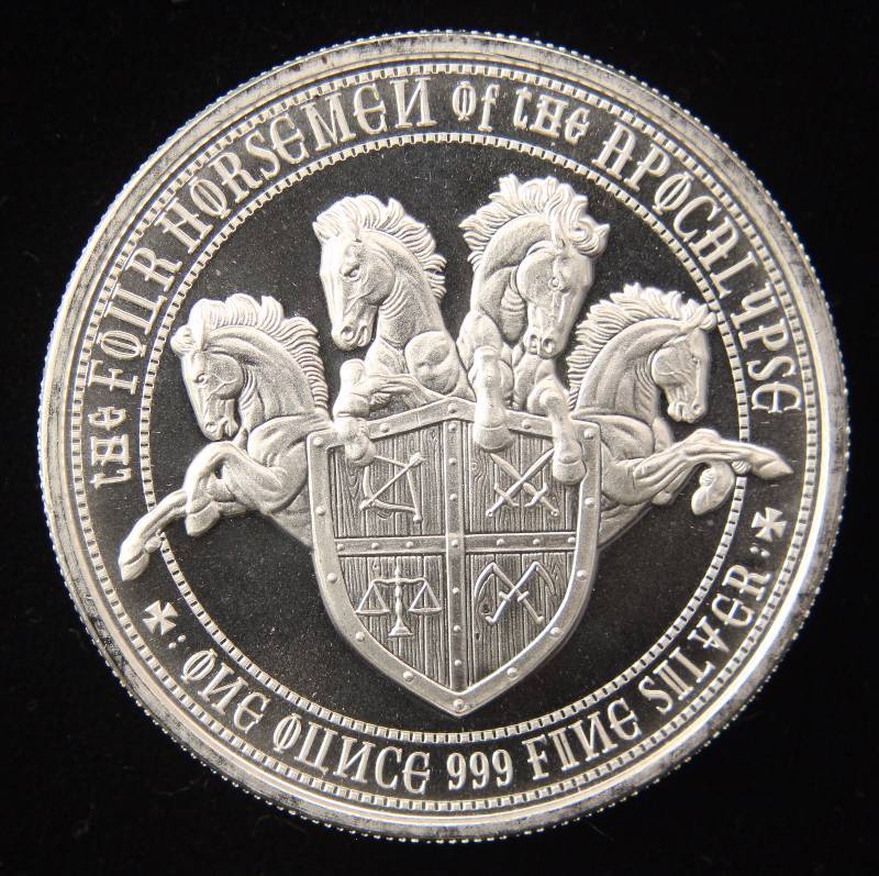 1 TROY OZ. .999 FINE SILVER WHITE HORSE OF THE 4 HORSEMEN APOCALYPSE SERIES