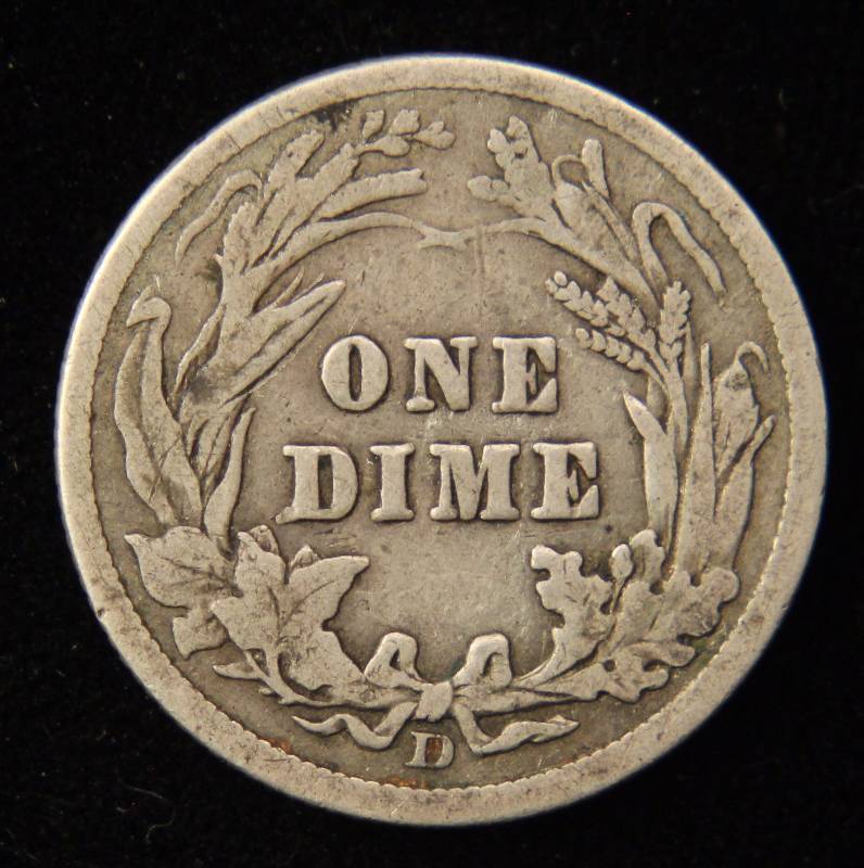 1912-D BARBER SILVER DIME VF