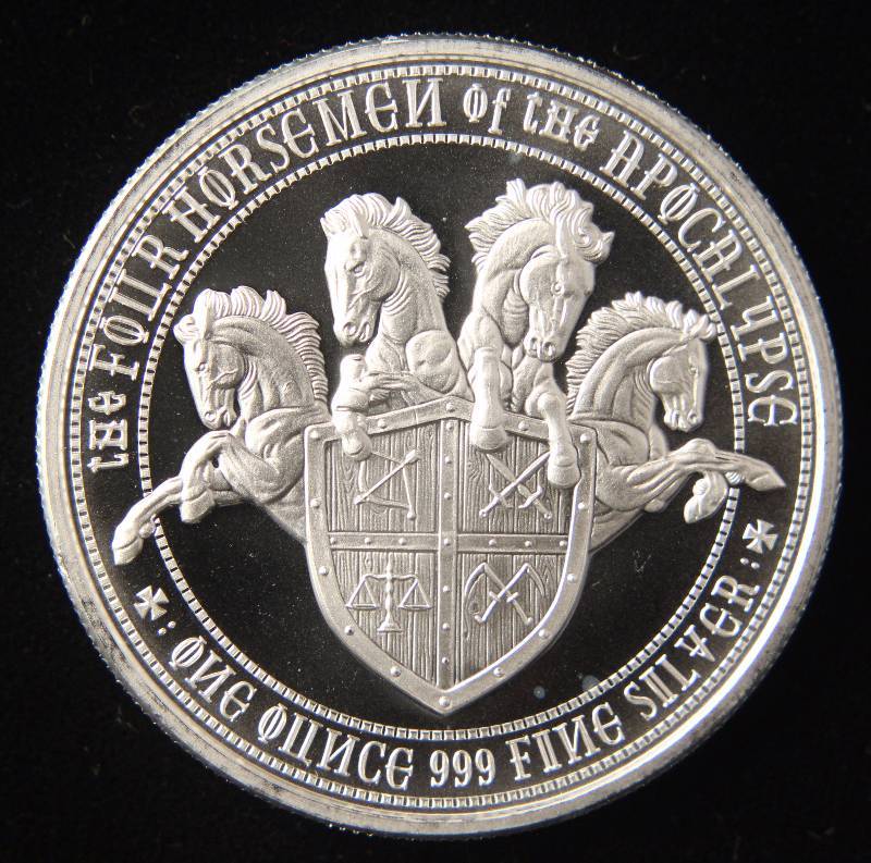 1 TROY OZ. .999 FINE SILVER RED HORSE OF THE 4 HORSEMEN APOCALYPSE SERIES