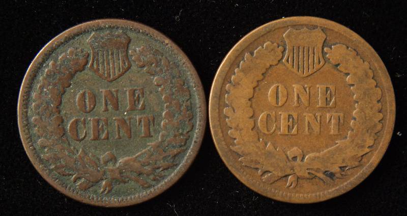 1886 TYPE 1 & 1886 TYPE II INDIAN HEAD CENTS (2 COINS)