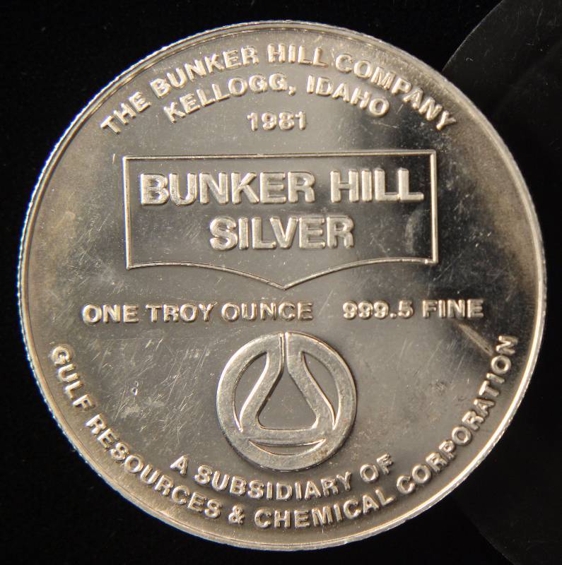 1 TROY OZ. .999 FINE SILVER VINTAGE BUNKER HILL SILVER LODE