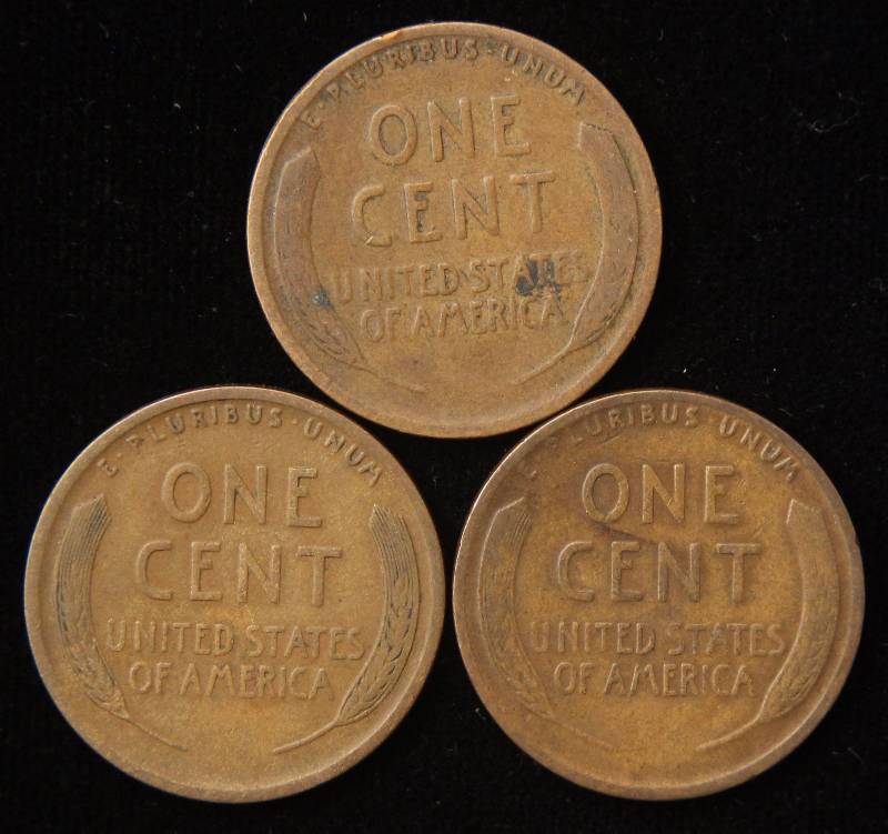 3 EARLY DATE US WHEAT CENTS - 1913, 1916-S & 1917-D
