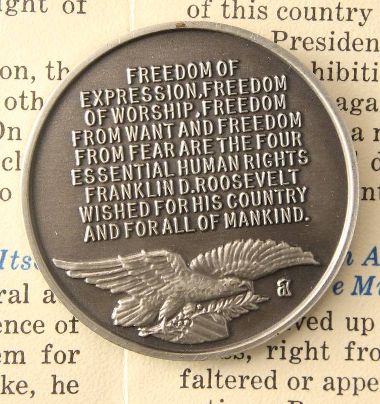 VINTAGE FRANKLIN D. ROOSEVELT 1.08 TROY OZ. STERLING SILVER ART ROUND LONGINES SYMPHONETTE SOCIETY