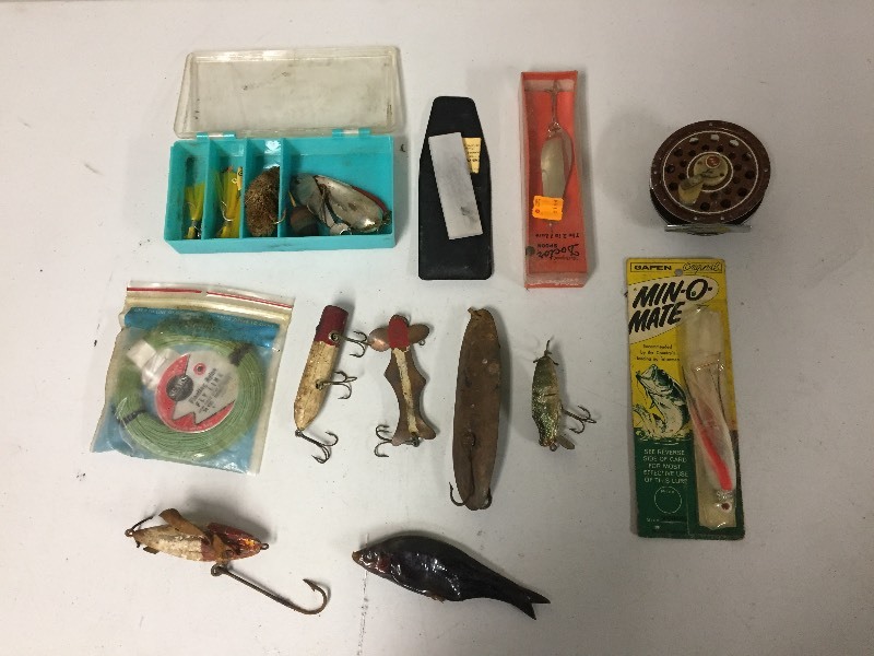 lot 55 image: Vintage Fishing Lures & Reel