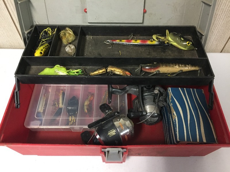 lot 56 image: Plano Fishing Tackle Box & Lures & Reels