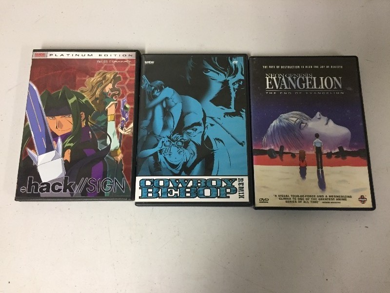 lot 62 image: DVDs - EVANGELION, Cowboy BeBop, HackSign Gestait