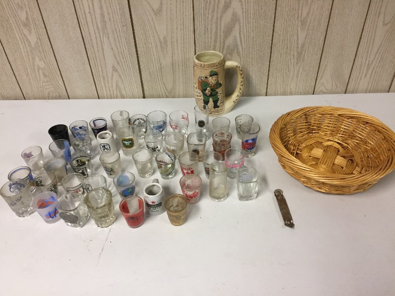 lot 84 image: Shotglass Collection, Stein, Hamms Opener