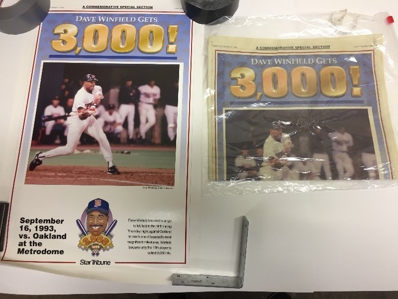 lot 93 image: Winfields 3000 Hit Commemorative Print & Newspaper Headlines
