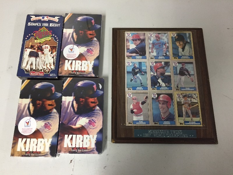 lot 85 image: 1987 Twins Plaque & Kirby VHS Tapes
