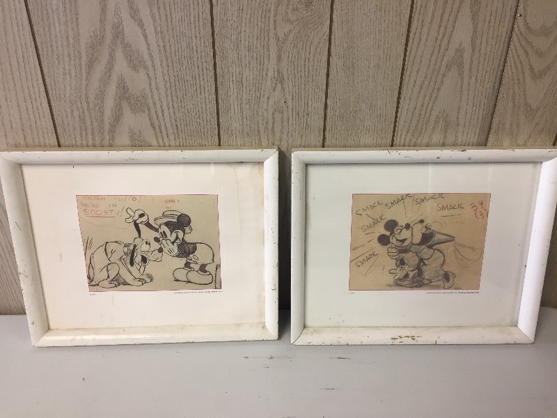 lot 53 image: 2 Disney Orignal Story Sketches Mickey Pluto & Mickey Minnie