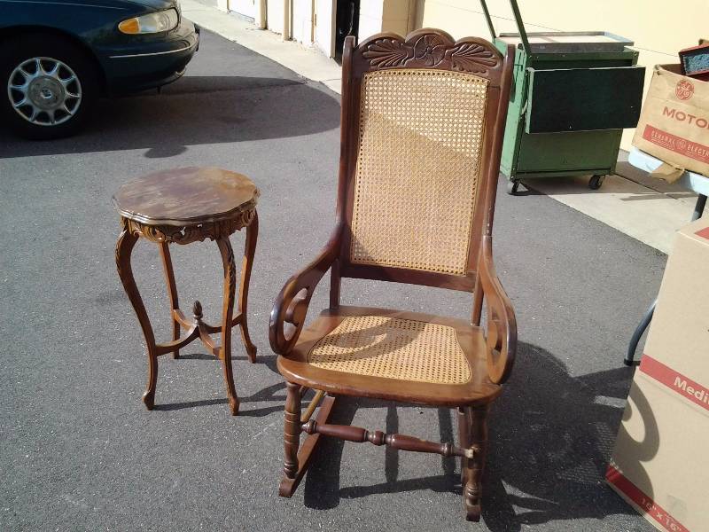 Cane Back & Seat Rocker, Fancy End Table