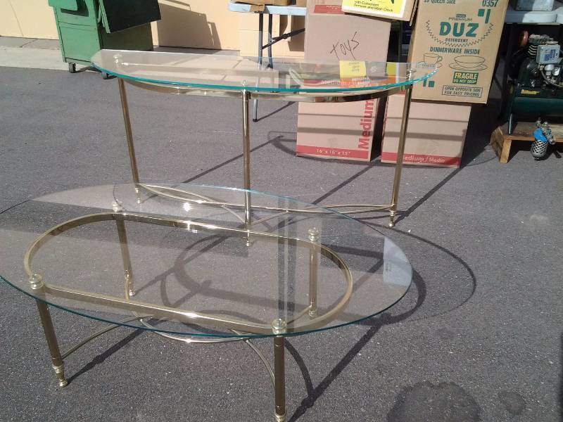 Brass Sofa Table With Glass Top, Brass Coffee Table With Glass Top