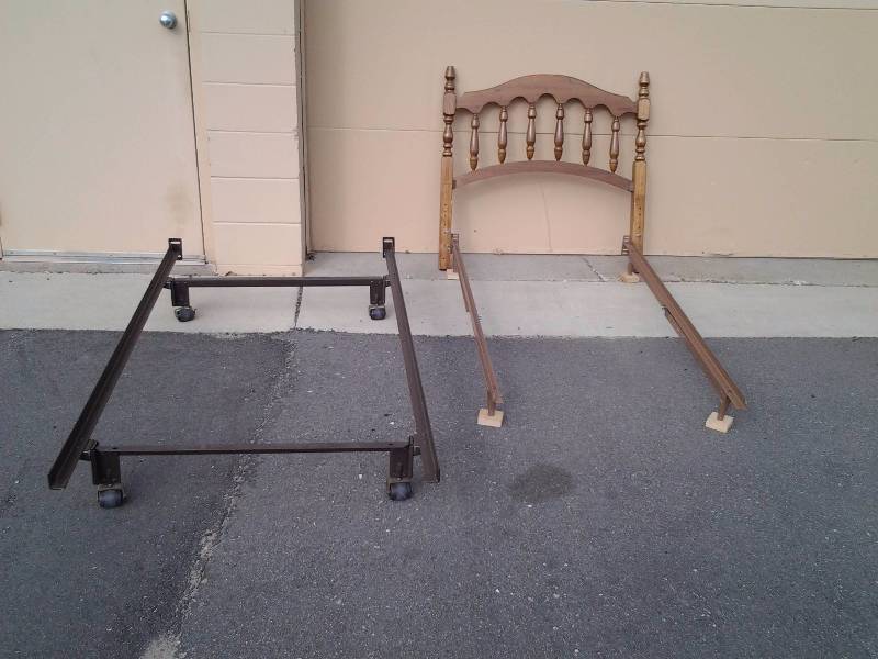 2-Sturdy Single Bed Frames & 1-Head Board