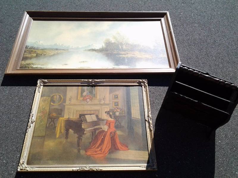 2-Vintage Pictures, 1-Magazine Stand