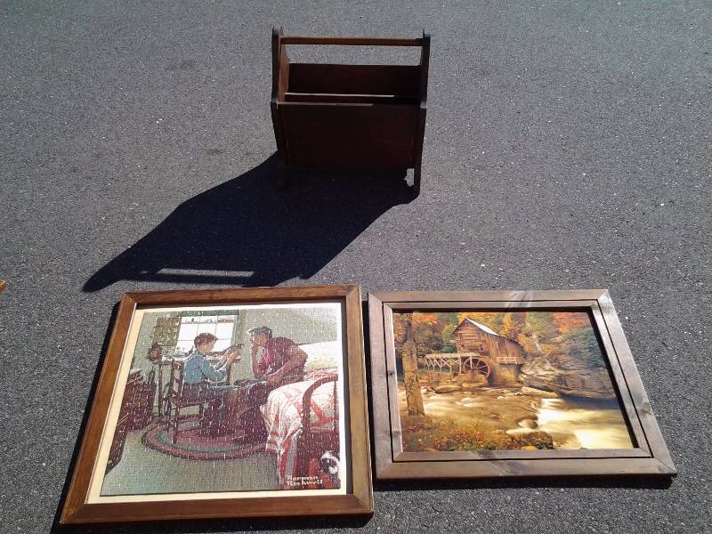 2-Framed Pictures, 1-Magazine Stand