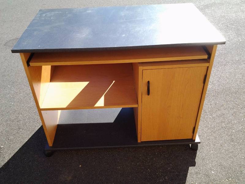 Rolling Computer Desk With 1-Door Storage 36x22x28