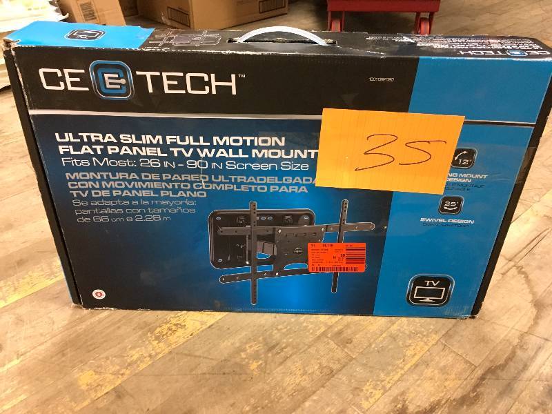 lot 35 image: Ultra Slim Full Motion Wall Mount for TVs up to 90 in never used in box