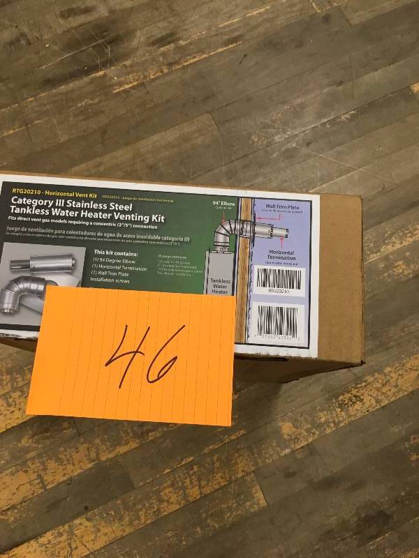 lot 46 image: Rheem RTG20210 35-Inch Horizontal Vent Termination Kit never used in box