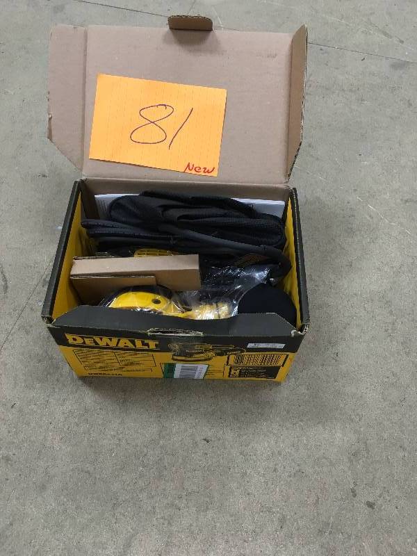 lot 81 image: DEWALT 3 Amp 5 in. Corded Random Orbital Hook and Loop Sander good working condition inside box