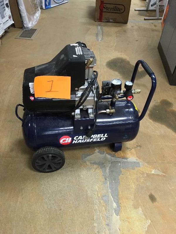 lot 1 image: CH Air Compressor, 8-Gallon Horizontal Oilless 3.7 CFM 1.3HP 120V 10A (DC080100) used good working condition