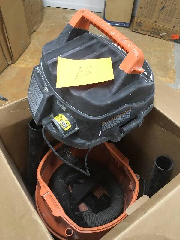 lot 15 image: Ridgid WD1851 WetDry Canister Vacuum used in good working condition