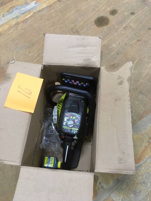 lot 16 image: Ryobi RY3714 14 in. 37Cc 2-Cycle Gas Chainsaw good working condition in box