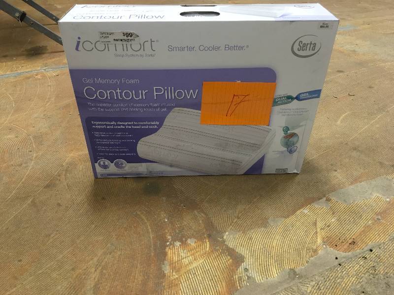 lot 17 image: Serta I Comfort Gel Memory Foam Contour Pillow never used in box