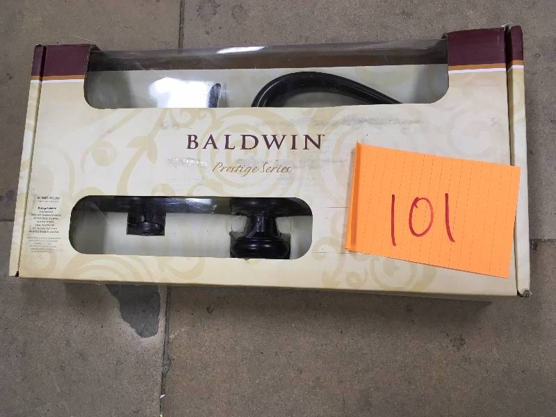 lot 101 image: Baldwin  Bighorn cylinder handle set with Entry knob in Venetian Bronze in working condition