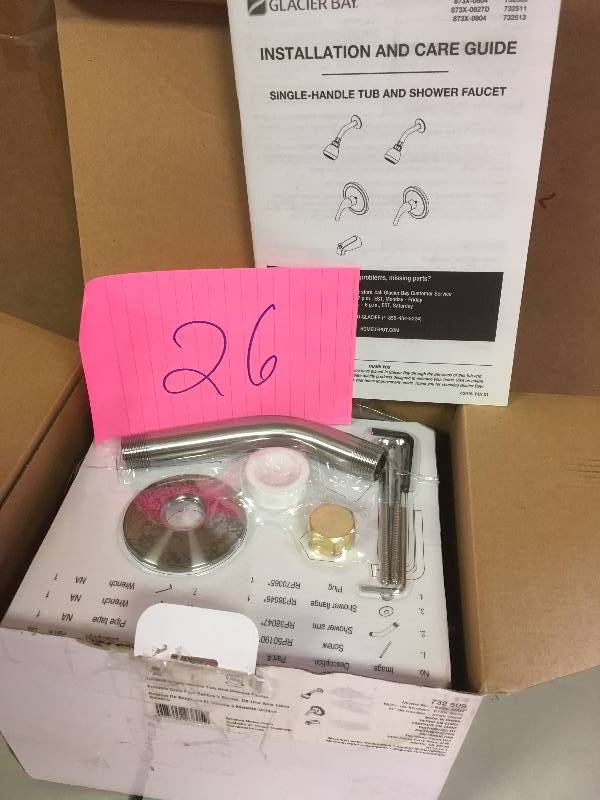 lot 26 image: Glacier Bay Builders 1-Handle 1-Spray Tub and Shower Faucet in Brushed Nickel