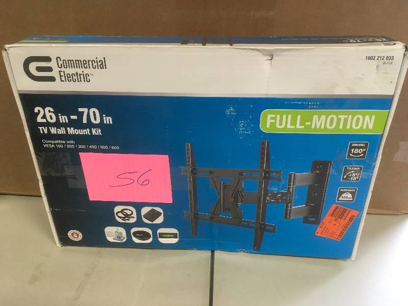 lot 56 image: Commercial Electric XD2470 Full Motion TV Wall Mount Kit for 26 in.  70 in. TVs