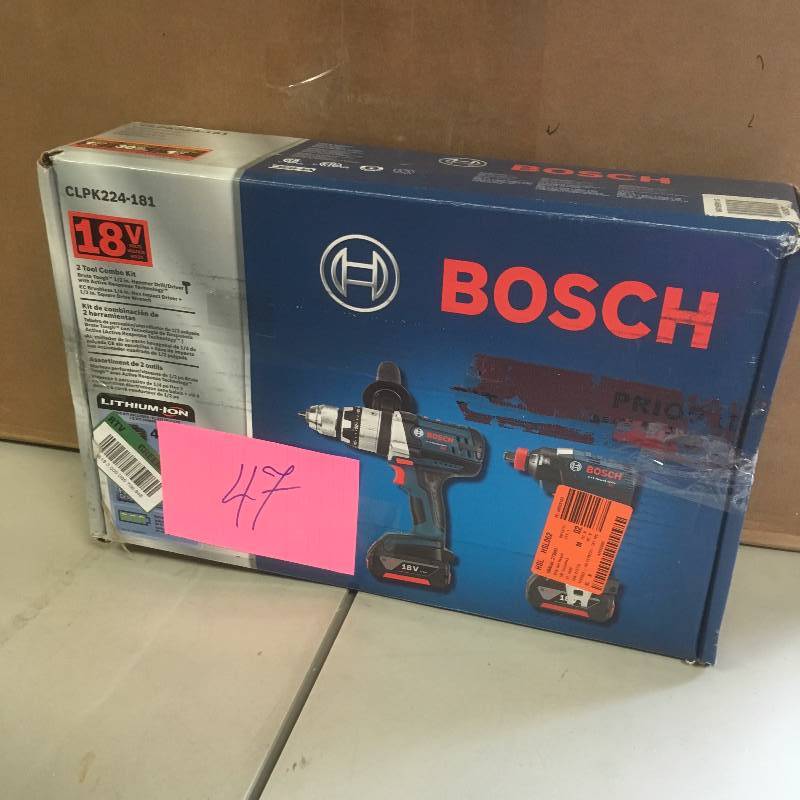 lot 47 image: CLPK224-181 includes 1x Bosch HDH181X 12 Hammer Drill Driver 1x Bosch IDH182 14 Hex Impact Driver