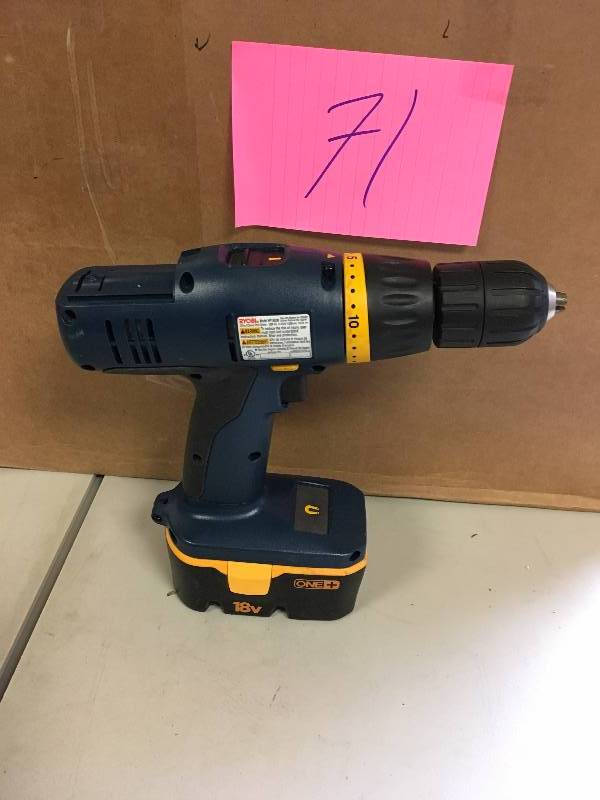 lot 71 image: Ryobi Model HP1802M Drill Driver 18V