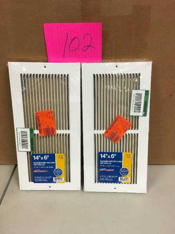 lot 102 image: Lot of 2 4x6 Baseboard Return Grilles