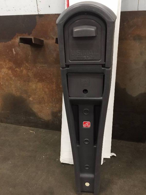 lot 19 image: Step2 Mail Master Streamline Stone Grey OverPost Mounted Plastic Mailbox
