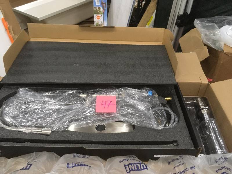 lot 47 image: KRAUS Kitchen Single-Handle Pull-Down Sprayer Kitchen Faucet in Stainless Steel