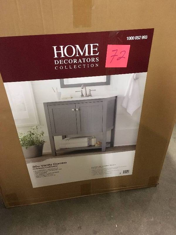 lot 72 image: Vanity in Cool Gray with Vitreous China Vanity Top in White