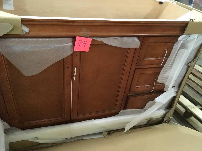 lot 74 image: Foremost Naples 48 in. W x 21-58 in. D x 34 in. H Vanity Cabinet Only in Warm Cinnamon-NACA4821D