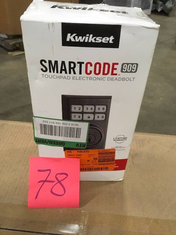 lot 78 image: Smart Code Electronic Deadbolt Featuring Smart Key, Venetian Bronze